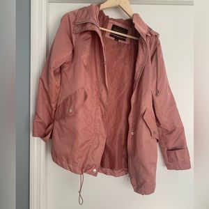 Bella Donna moda Italiana light jacket light blush dusty pink & gray hood sz s